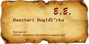 Beszteri Boglárka névjegykártya